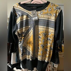 Eugene Klein Floral Geometric Patterned Sweater